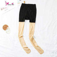 200斤大码胖mm丝袜女薄款带安全裤二合一防走光打底菠萝袜连裤防 FISH BASKET丝袜