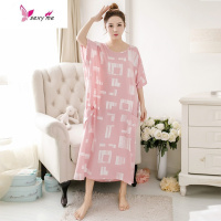 大码睡裙女胖mm宽松200斤夏韩版可爱 短袖睡衣女加肥加大码薄款 FISH BASKET
