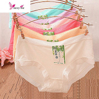 莫代尔内裤女竹炭纤维面料蕾丝中腰都市丽码白色三角裤夏 FISH BASKET