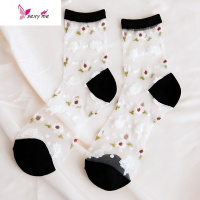 袜子女中筒袜夏季薄款玻璃丝水晶袜透明丝袜ins潮日系夏天小雏菊 FISH BASKET丝袜