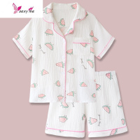 日系小清新甜美西瓜棉纱布睡衣女夏短袖韩版学生可爱家居服 FISH BASKET