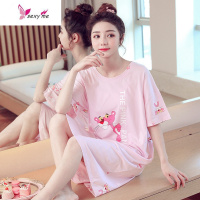 睡裙女士夏季韩版大码清新学生可爱睡衣短袖棉天薄款家居服 FISH BASKET