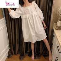 白色可爱睡裙女棉长袖甜美公主风睡衣夏季薄宫廷风睡裙韩国 FISH BASKET