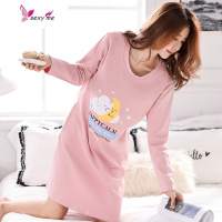 2020新款睡裙女长款棉长袖少女外穿宽松大码睡衣裙子 FISH BASKET