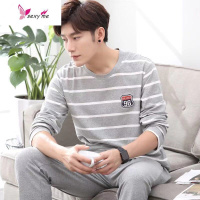 睡衣男士棉质睡衣男夏新款学生可外穿家居服 FISH BASKET