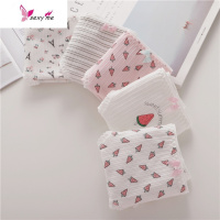 5条西瓜螺纹棉棉内裤女中腰可爱蕾丝边日系棉少女学生三角裤 FISH BASKET