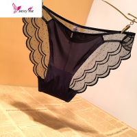 少女网纱拼接金属吊坠装饰性感内裤女透气诱惑迷人低腰女内裤 FISH BASKET