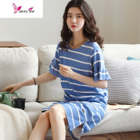 睡裙女夏季棉薄款学生少女短袖韩版可爱卡通宽松孕妇家居服 FISH BASKET