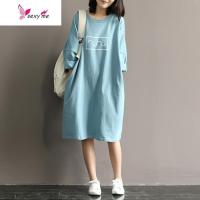 睡裙女夏装孕妇家居服加大连衣裙宽松中长薄款棉睡衣可外穿 FISH BASKET