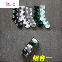 麻叶袜男女中长筒袜ins风潮流学生枫叶袜子韩国街头篮球运动春季 FISH BASKET丝袜