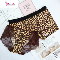 2条大码情侣内裤男女豹纹性感蕾丝中腰棉创意 FISH BASKET