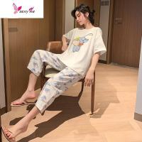 睡衣女夏天短袖裤棉可爱卡通夏季两件薄款小飞象家居服 FISH BASKET
