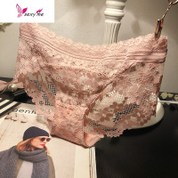 粉色性感蕾丝内裤女士中低腰诱惑纯锦纶档舒适少女情怀粉底裤 FISH BASKET