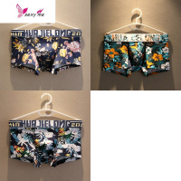 3条装男士内裤男平角裤棉舒适透气印花内裤U凸低腰性感四角短裤 FISH BASKET