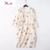 日系棉双层纱布和服睡袍棉睡裙女夏日式碎花和风浴袍浴衣家居 FISH BASKET