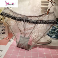 欧美女士透气花边透明蕾丝 内裤 女性感中低腰棉档三角裤头 FISH BASKET情趣内衣