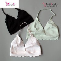 欧洲站挂脖美背露背无钢圈文胸大胸显小软三角杯比基尼超薄杯内衣 FISH BASKET胸罩