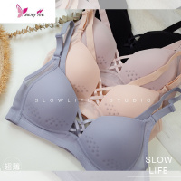 法式浪漫镂空绑带 夏日大胸显小内衣 塑形舒服超薄杯光面文胸内衣 FISH BASKET胸罩