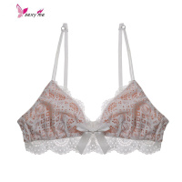 纯色蕾丝蝴蝶结bralette薄杯文胸三角杯女士内衣 FISH BASKET