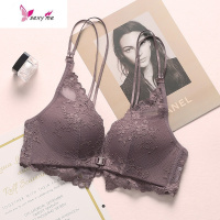 蕾丝无钢圈聚拢文胸前扣大码调整型大显小胸罩薄款性感美背内衣女 FISH BASKET胸罩