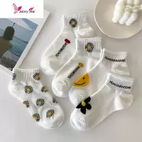 白色小雏菊袜子女短袜浅口夏季ins潮韩国网红权志龙船袜可爱日系 FISH BASKET袜子