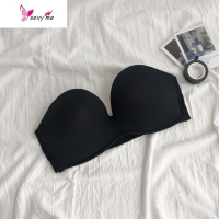 美背抹胸式文胸无肩带聚拢薄款少女婚纱内衣裹胸大胸显小胸罩 FISH BASKET胸罩