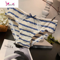 内物府 甜美少女系复古条纹内裤女士可爱提花棉三角底裤 FISH BASKET