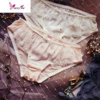 内裤女日系繁星冰丝蝴蝶结公主蕾丝边中腰包臀三角裤 FISH BASKET