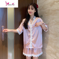 2020年新款蕾丝花边夏天冰丝短袖睡衣女夏季宽松居家服两件套 FISH BASKET