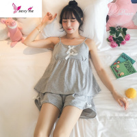 夏季睡衣女夏天棉带胸垫吊带韩版可爱很仙的薄款家居服两件 FISH BASKET