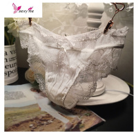 欧洲名媛水钻性感蕾丝内裤女 中低腰透明透视棉档三角裤 FISH BASKET