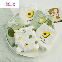 5条内裤女棉学生牛油果绿色白色韩版日系少女可爱甜美低腰高中 FISH BASKET