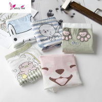 5条装内裤女棉学生少女日系白色可爱印花卡通动物图低腰三角裤 FISH BASKET