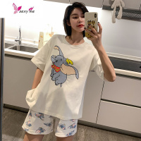 睡衣女夏天棉短袖薄款可爱卡通甜美学生小飞象棉家居服两件套 FISH BASKET