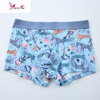 俏皮ins风可爱小动物撞色宽腰棉质男士平角内裤四角短裤 FISH BASKET