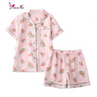 特惠~甜西瓜棉纱布睡衣女夏季短袖短裤日系宽松棉家居服 FISH BASKET