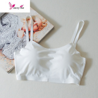 夏季冰丝少女白色带胸垫裹胸抹胸打底防走光运动内衣吊带背心文胸 FISH BASKET胸罩