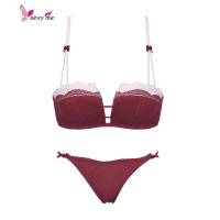 夏季新无钢圈性感红色四角杯少女内衣中厚半杯聚拢小胸文胸罩 FISH BASKET胸罩