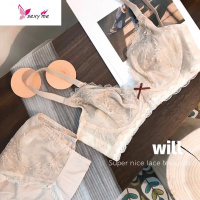 大胸超薄性感蕾丝文胸大码软钢圈防下垂内衣女收副乳大胸显小胸罩 文胸套装 FISH BASKET