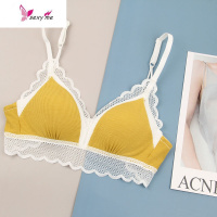 日系少女舒适法式蕾丝边性感三角软杯内衣女无钢圈薄款聚拢文胸罩 FISH BASKET胸罩