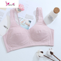 胖MM加大加肥码罩杯棉文胸少女舒适宽肩带背心式胸罩格子内衣 FISH BASKET胸罩
