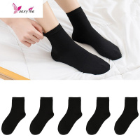 纯色女袜子女士黑色配皮鞋日系韩国薄款潮百搭中筒短袜 FISH BASKET袜子