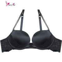 光面薄款蕾丝胸罩美背小胸聚拢文胸内衣黑白灰裸色 FISH BASKET胸罩