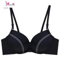 前扣无钢圈条纹女文胸 小胸聚拢厚性感内衣 FISH BASKET胸罩