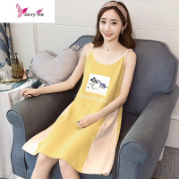 吊带睡裙棉夏季韩版卡通圆领无袖睡衣夏天学生连衣裙女士家居服 FISH BASKET