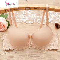 夏季日系少女士文胸中薄款小胸聚拢胸罩纯色光面性感黑色白色内衣 FISH BASKET胸罩