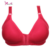 女式光面妈妈胸罩中老年人无钢圈内衣哺乳文胸棉前开扣聚拢薄款 FISH BASKET胸罩