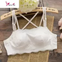 小胸加厚聚拢防走光抹胸式内衣无钢圈厚款中模杯白色抹胸光面文胸 FISH BASKET胸罩