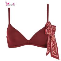 薄款无钢圈文胸性感美背一片式内衣女配丝巾 FISH BASKET胸罩