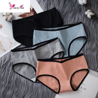 内裤女棉裆少女学生日系三角裤头中腰棉女士黑色简约底裤 FISH BASKET